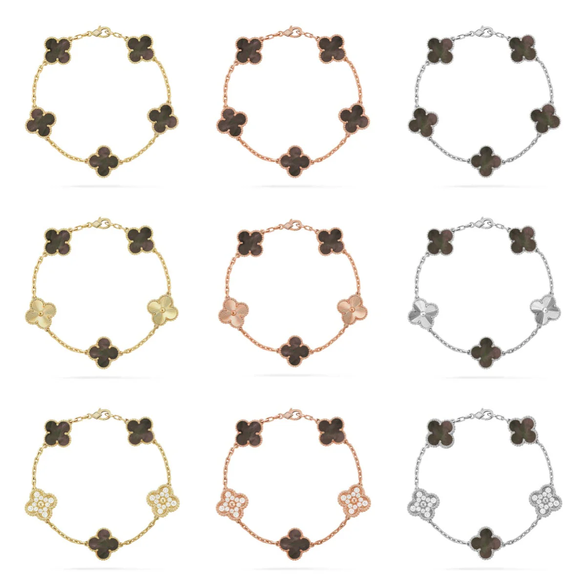 [⭐vintora] CLOVER 5 MOTIF GRAY MOP BRACELET COLLECTION