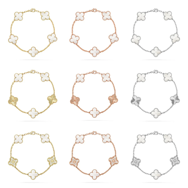 [⭐vintora]CLOVER WHITE PEARL MOP 5 MOTIF BRACELET COLLECTION