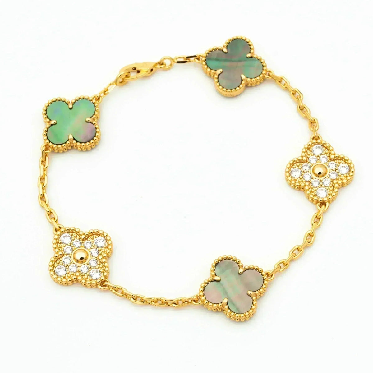 [⭐vintora] CLOVER 5 MOTIF GRAY MOP BRACELET COLLECTION