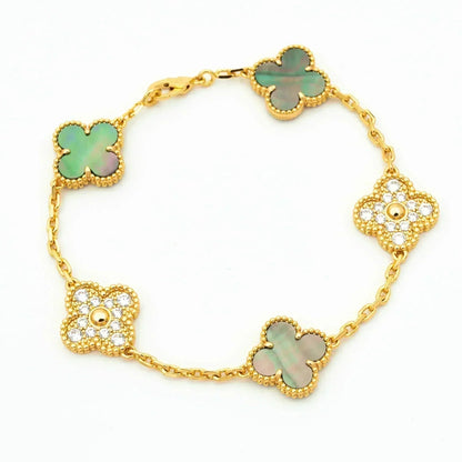 [⭐vintora] CLOVER 5 MOTIF GRAY MOP BRACELET COLLECTION