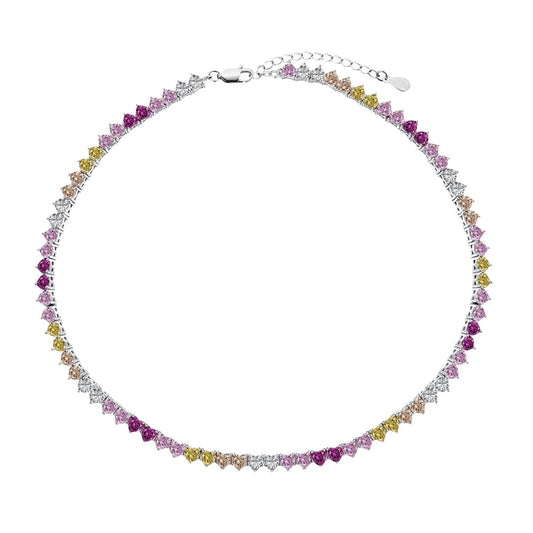 [vintora Jewelry]Sparkling Colorful Full Heart Tennis Necklace