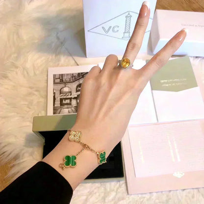 [⭐vintora] CLOVER 5 MOTIF MALACHITE BRACELET COLLECTION