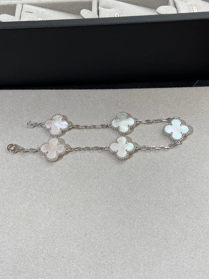 [⭐vintora]CLOVER WHITE PEARL MOP 5 MOTIF BRACELET COLLECTION