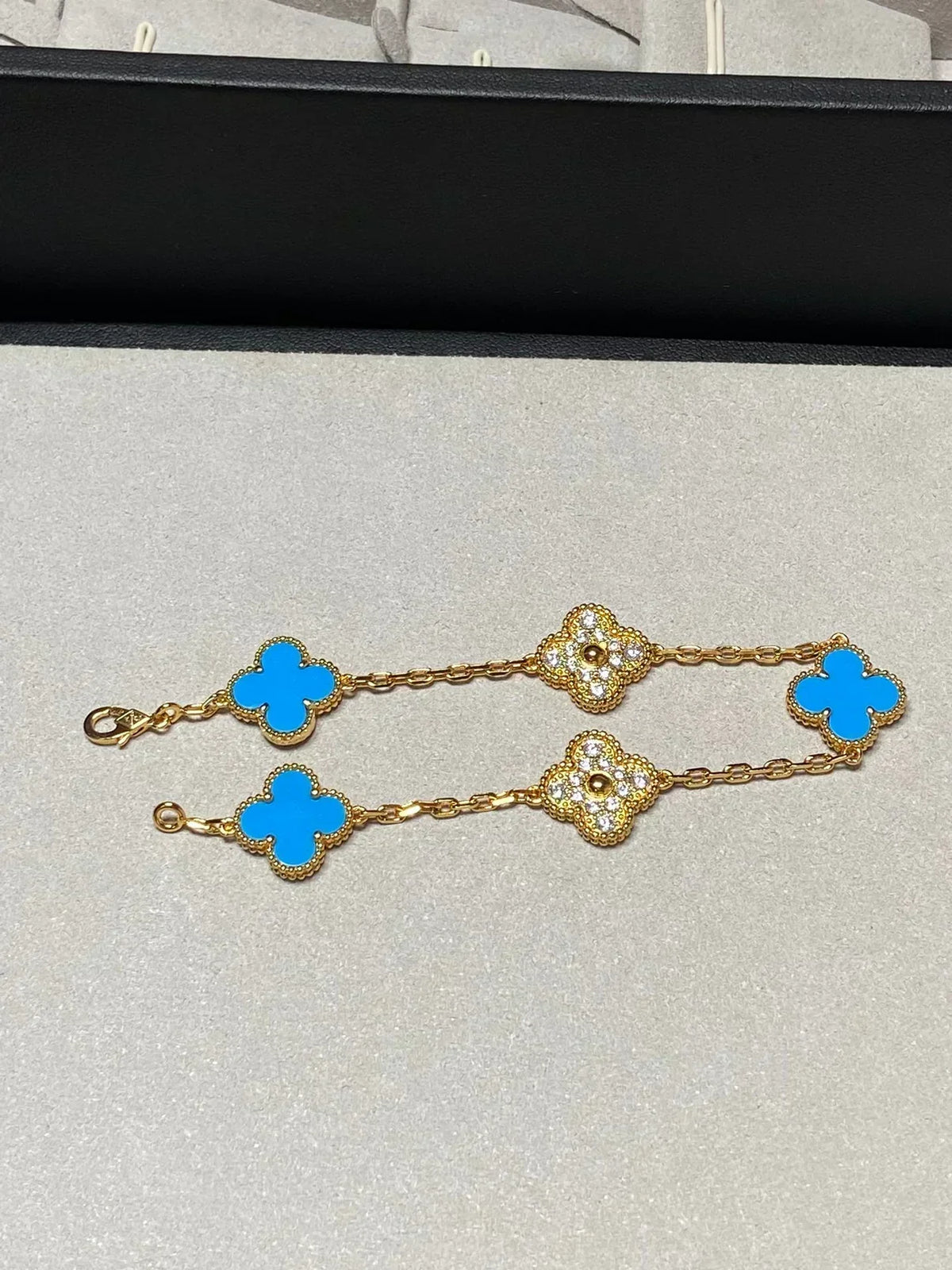 [⭐vintora] CLOVER 5 MOTIF BLUE AGATE BRACELET COLLECTION