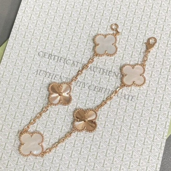 [⭐vintora]CLOVER WHITE PEARL MOP 5 MOTIF BRACELET COLLECTION