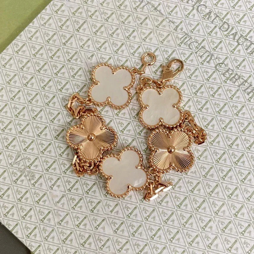 [⭐vintora]CLOVER WHITE PEARL MOP 5 MOTIF BRACELET COLLECTION