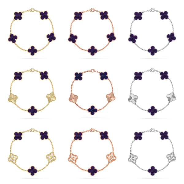 [⭐vintora]CLOVER 5 MOTIF PURPLE STRIPES BRACELET COLLECTION