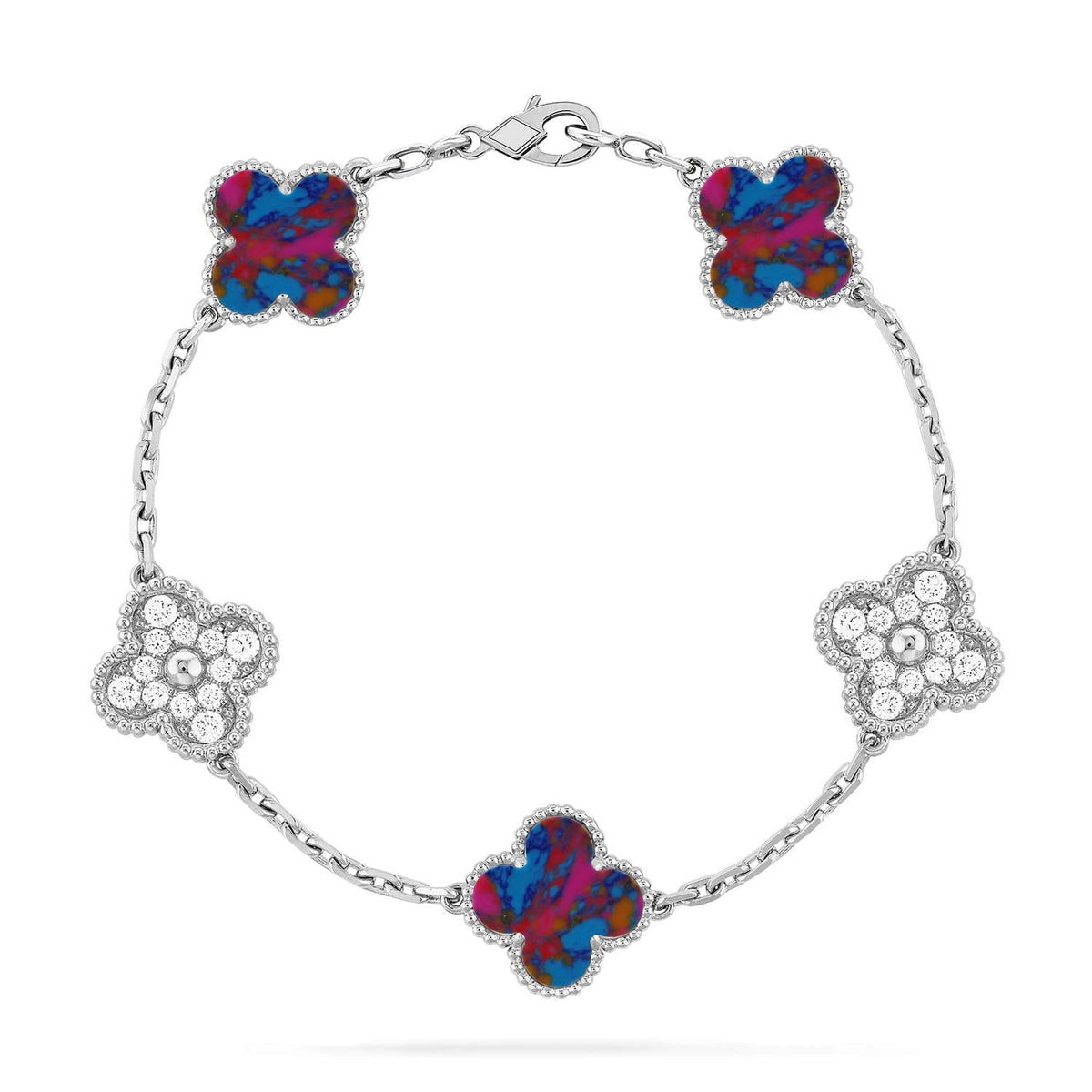 [⭐vintora]CLOVER 5 MOTIF COLOR GEMSTONES BRACELET COLLECTION