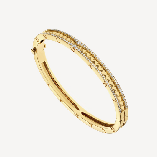[⭐vintora]ZERO 1 SPIRAL AND PAVED DIAMOND GOLD BRACELET