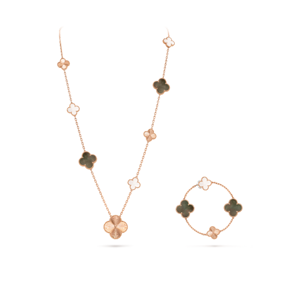 [⭐vintora]DETACHABLE CLOVER 15(11+4) FLOWER SILVER NECKLACE SET