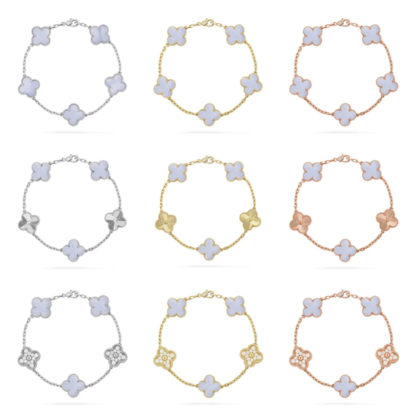 [⭐vintora] CLOVER 5 MOTIF PURPLE CHALCEDONY BRACELET COLLECTION