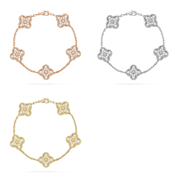 [⭐vintora] CLOVER 5 MOTIF FULL DIAMOND BRACELET COLLECTION