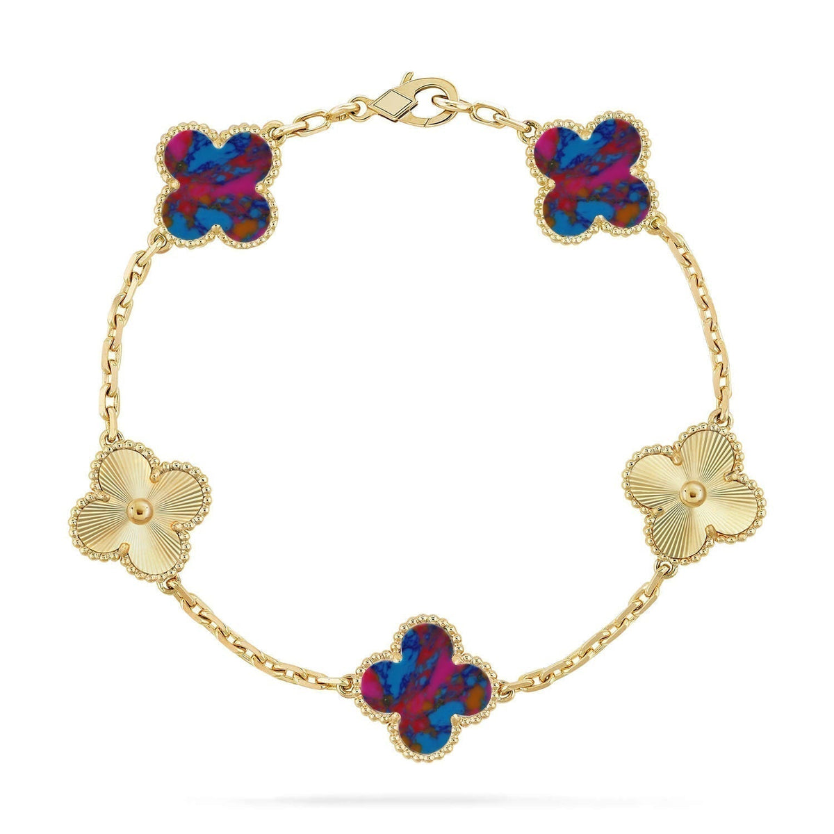 [⭐vintora]CLOVER 5 MOTIF COLOR GEMSTONES BRACELET COLLECTION