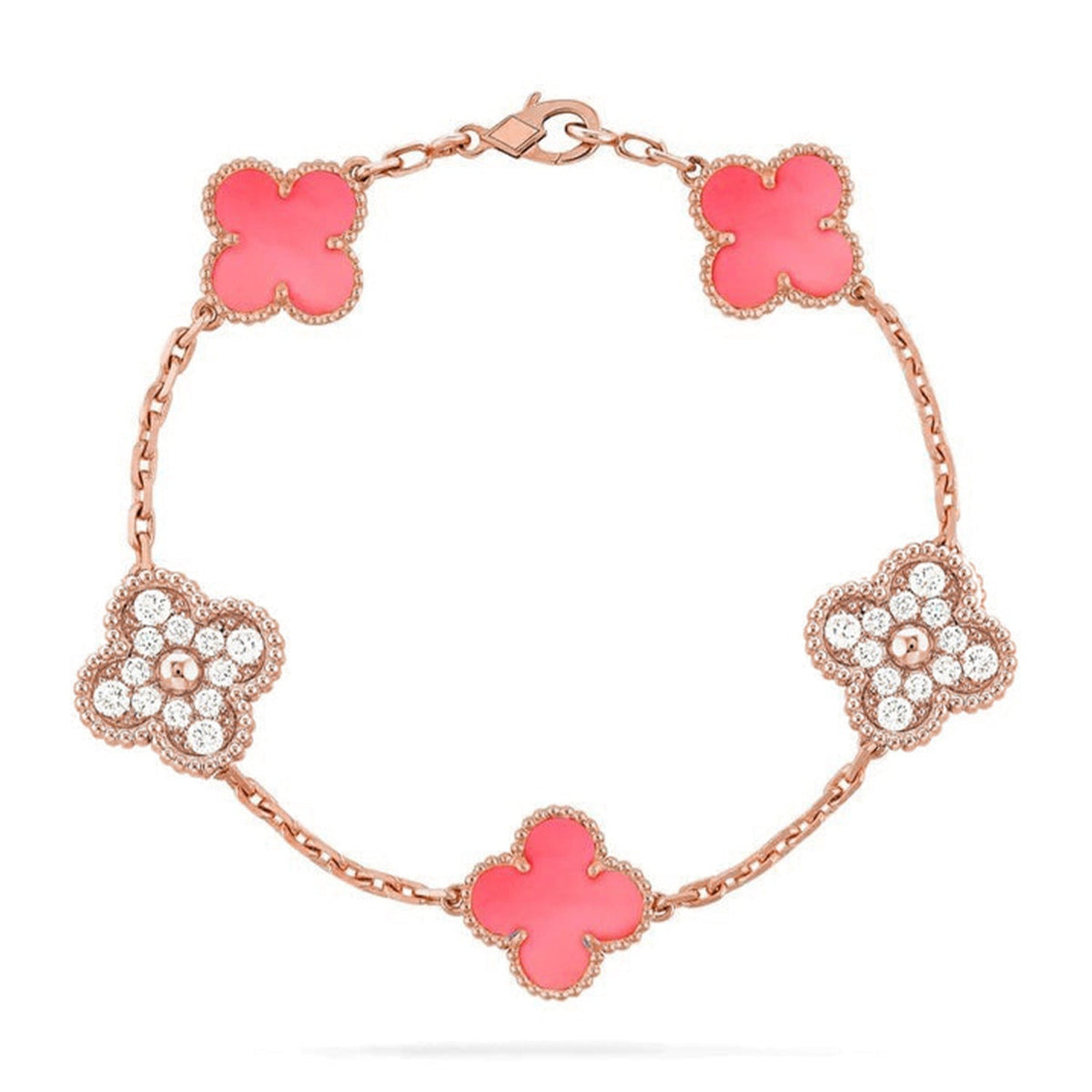 [⭐vintora] CLOVER 5 MOTIFS  PINK MOP BRACELET COLLECTION