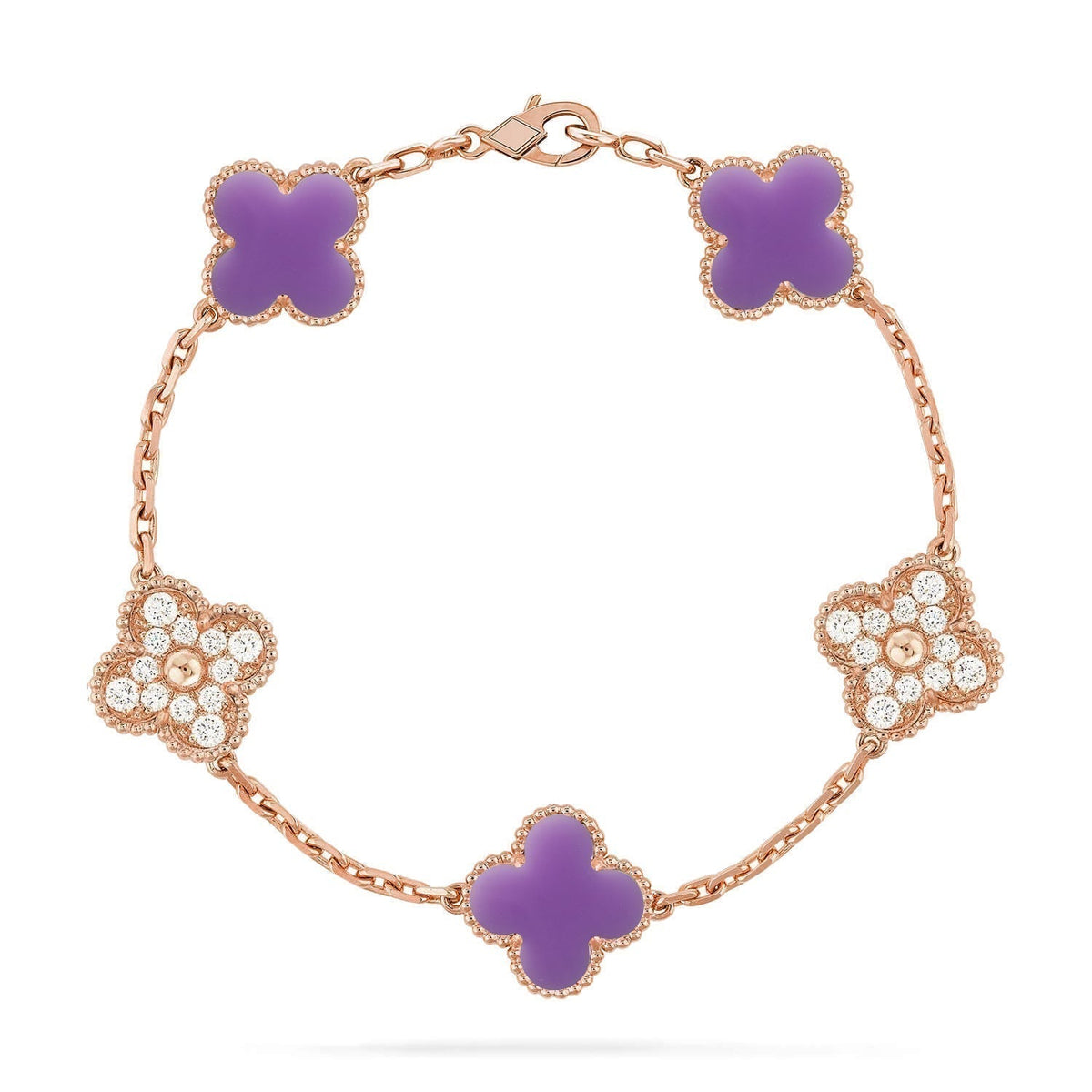 [⭐vintora]CLOVER 5 MOTIF LIGHT PURPLE BRACELET COLLECTION