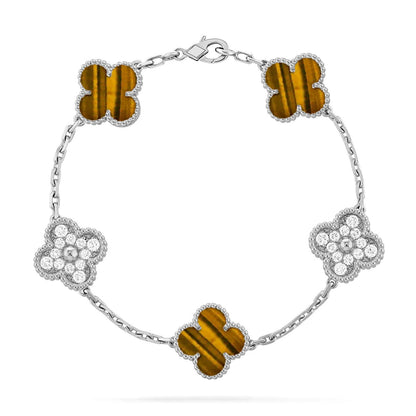 [⭐vintora] CLOVER 5 MOTIFS TIGER EYE BRACELET COLLECTION