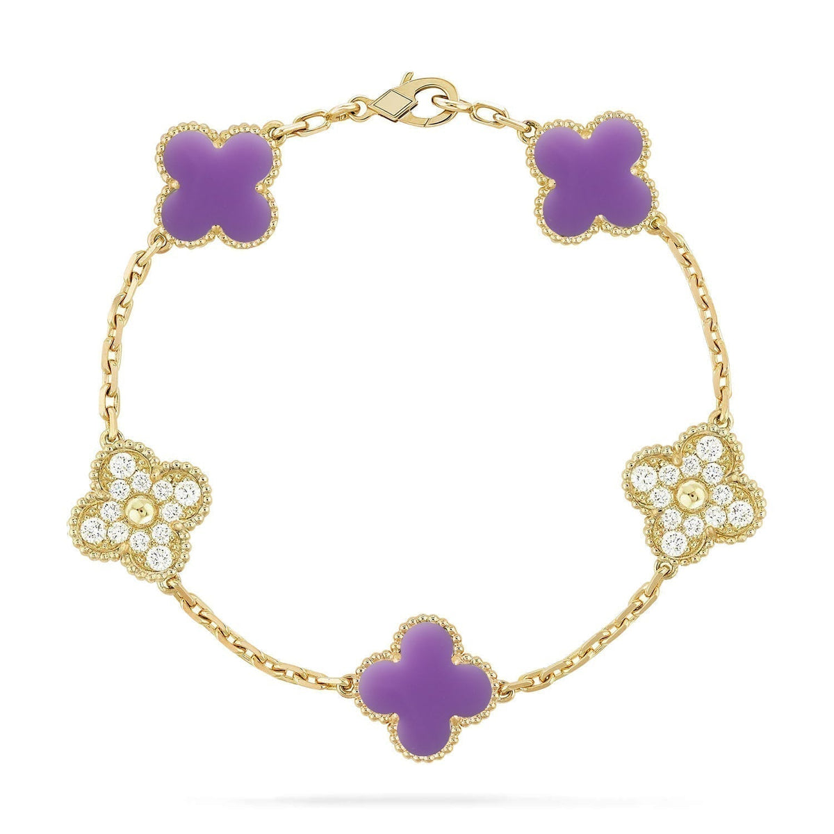 [⭐vintora]CLOVER 5 MOTIF LIGHT PURPLE BRACELET COLLECTION