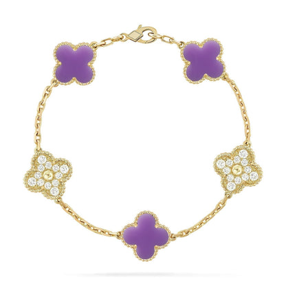 [⭐vintora]CLOVER 5 MOTIF LIGHT PURPLE BRACELET COLLECTION