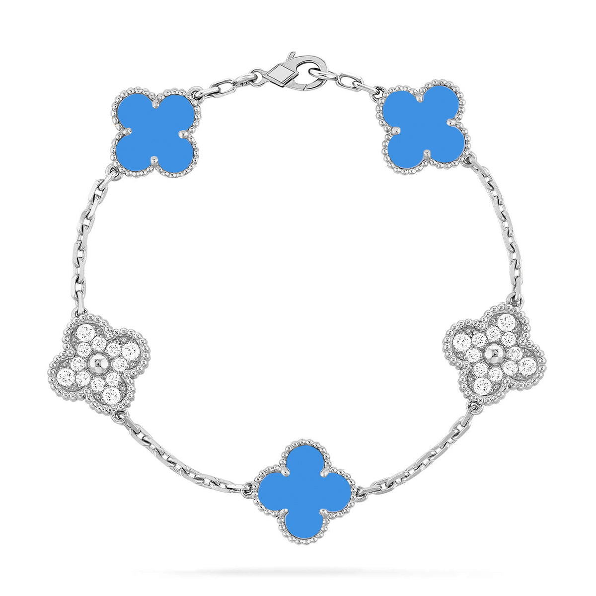 [⭐vintora] CLOVER 5 MOTIF BLUE AGATE BRACELET COLLECTION