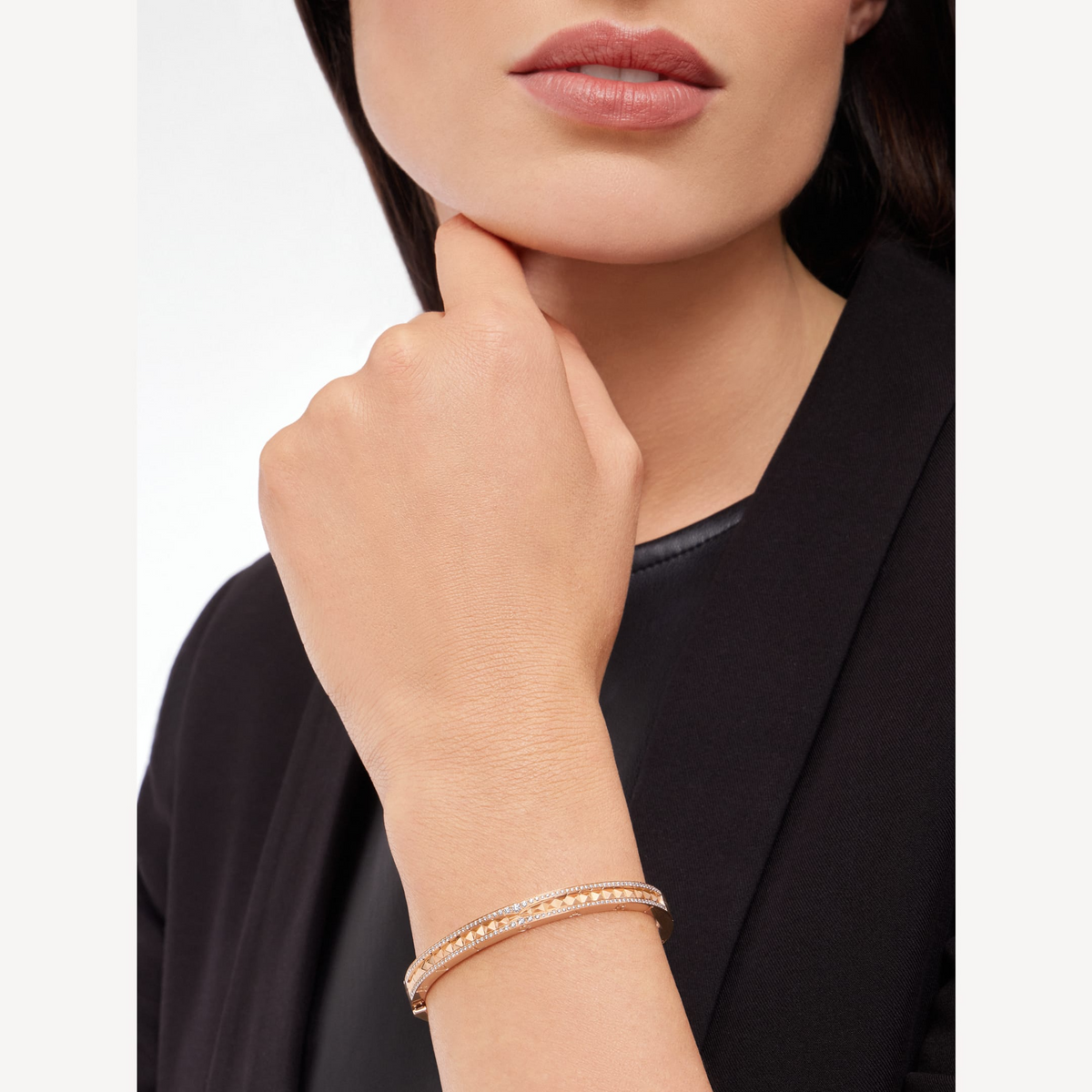 [⭐vintora]ZERO 1 SPIRAL AND PAVED DIAMOND PINK GOLD BRACELET