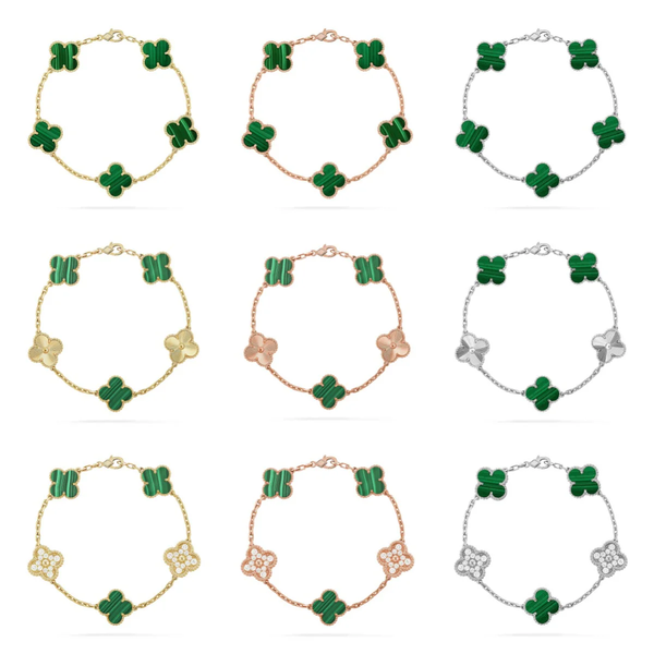 [⭐vintora] CLOVER 5 MOTIF MALACHITE BRACELET COLLECTION