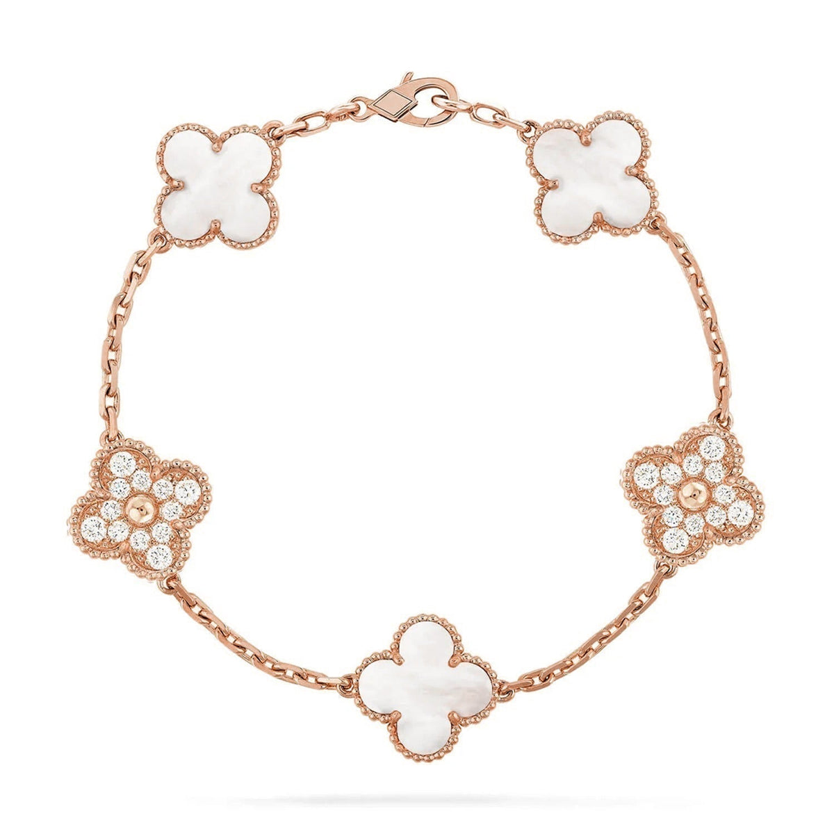 [⭐vintora]CLOVER WHITE PEARL MOP 5 MOTIF BRACELET COLLECTION