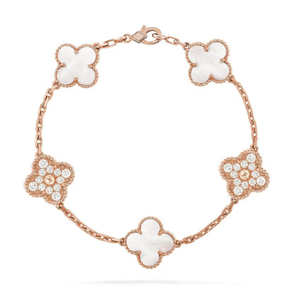 [⭐vintora]CLOVER WHITE PEARL MOP 5 MOTIF BRACELET COLLECTION