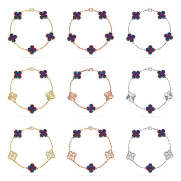 [⭐vintora]CLOVER 5 MOTIF COLOR GEMSTONES BRACELET COLLECTION