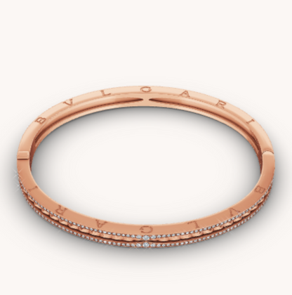 [⭐vintora]ZERO 1 SPIRAL AND PAVED DIAMOND PINK GOLD BRACELET