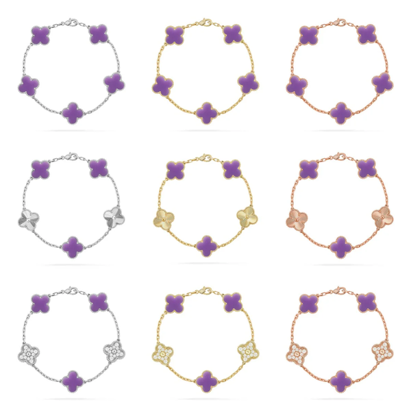 [⭐vintora]CLOVER 5 MOTIF LIGHT PURPLE BRACELET COLLECTION