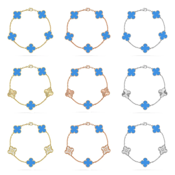[⭐vintora] CLOVER 5 MOTIF BLUE AGATE BRACELET COLLECTION