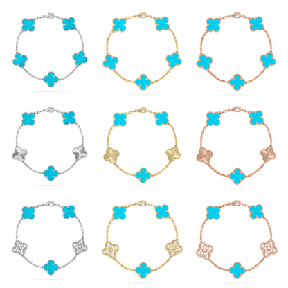 [⭐vintora] CLOVER 5 MOTIF TURQUOISE BRACELET COLLECTION