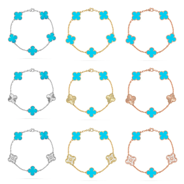 [⭐vintora] CLOVER 5 MOTIF TURQUOISE BRACELET COLLECTION