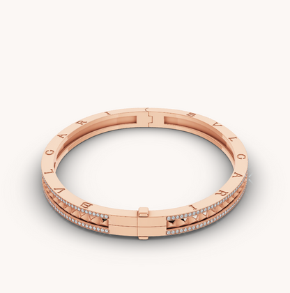 [⭐vintora]ZERO 1 SPIRAL AND PAVED DIAMOND PINK GOLD BRACELET