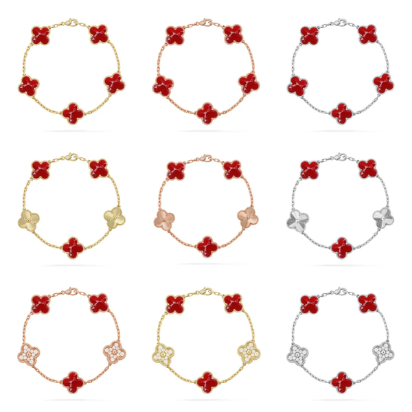[⭐vintora]CLOVER 5 MOTIF RED PATTERN BRACELET COLLECTION