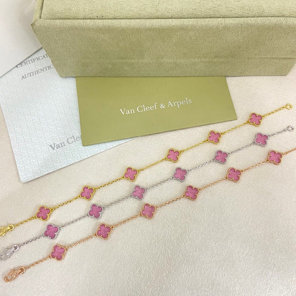 [⭐vintora]2026 NEW CLOVER 6 MOTIF BUBBLE PINK ENAMEL BRACELET