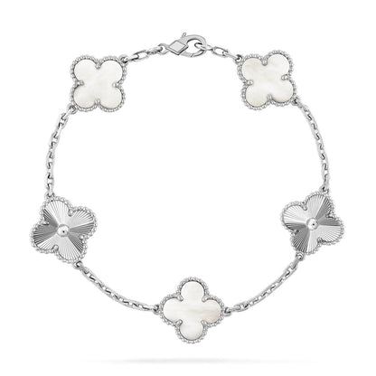 [⭐vintora]CLOVER WHITE PEARL MOP 5 MOTIF BRACELET COLLECTION