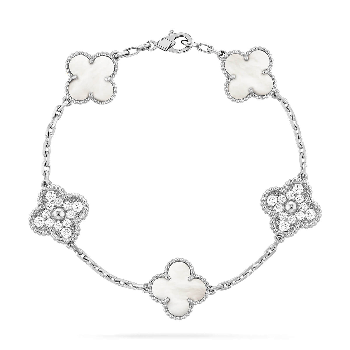 [⭐vintora]CLOVER WHITE PEARL MOP 5 MOTIF BRACELET COLLECTION