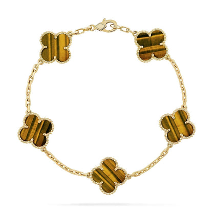 [⭐vintora] CLOVER 5 MOTIFS TIGER EYE BRACELET COLLECTION