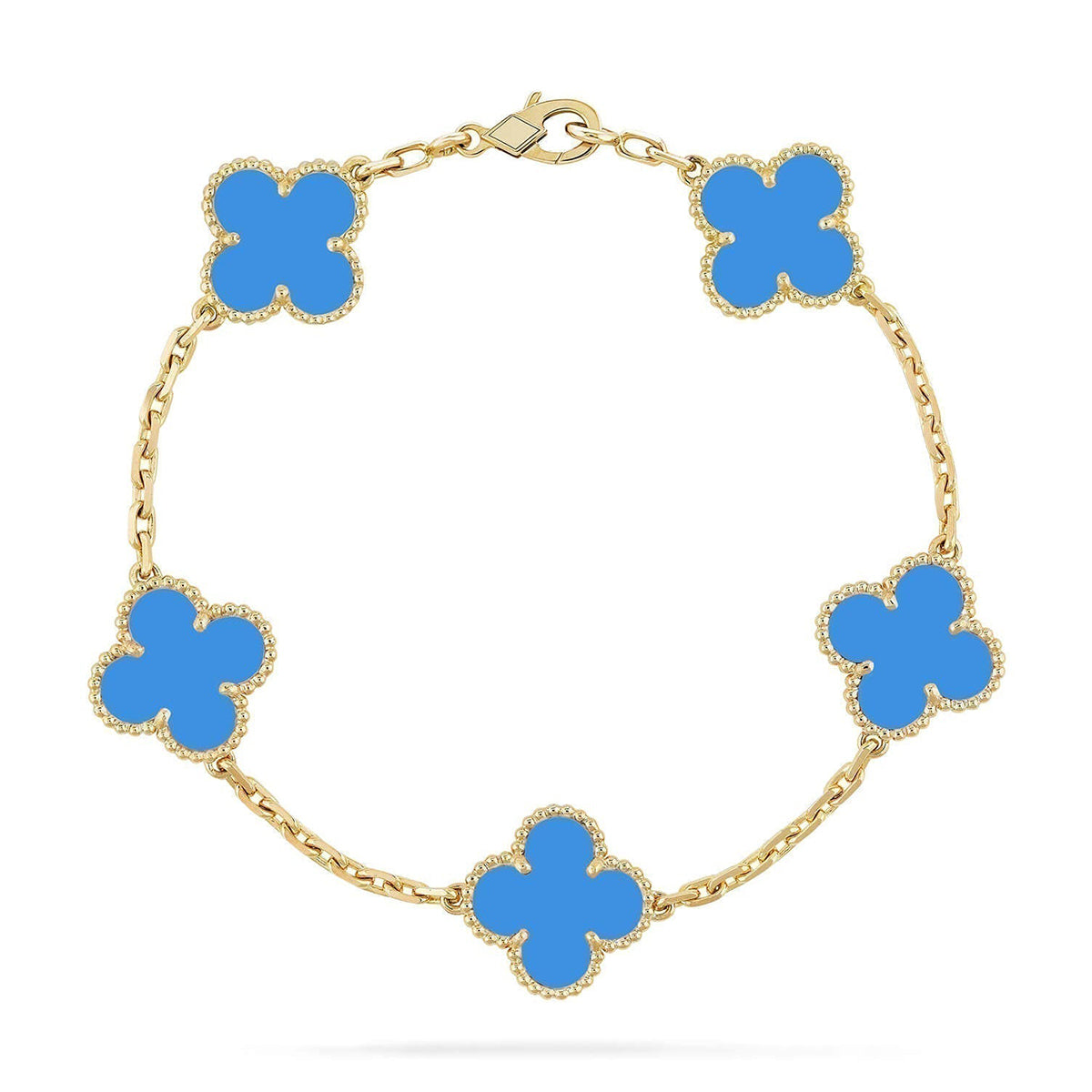 [⭐vintora] CLOVER 5 MOTIF BLUE AGATE BRACELET COLLECTION