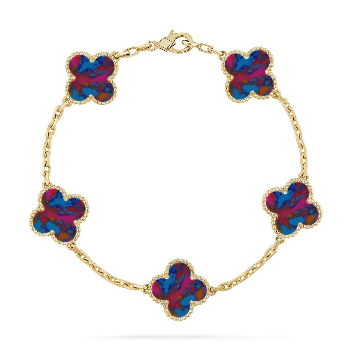 [⭐vintora]CLOVER 5 MOTIF COLOR GEMSTONES BRACELET COLLECTION