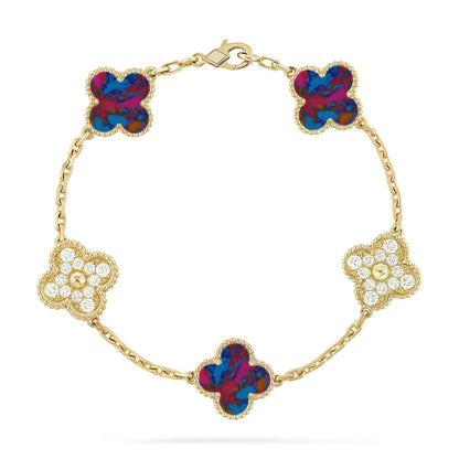 [⭐vintora]CLOVER 5 MOTIF COLOR GEMSTONES BRACELET COLLECTION