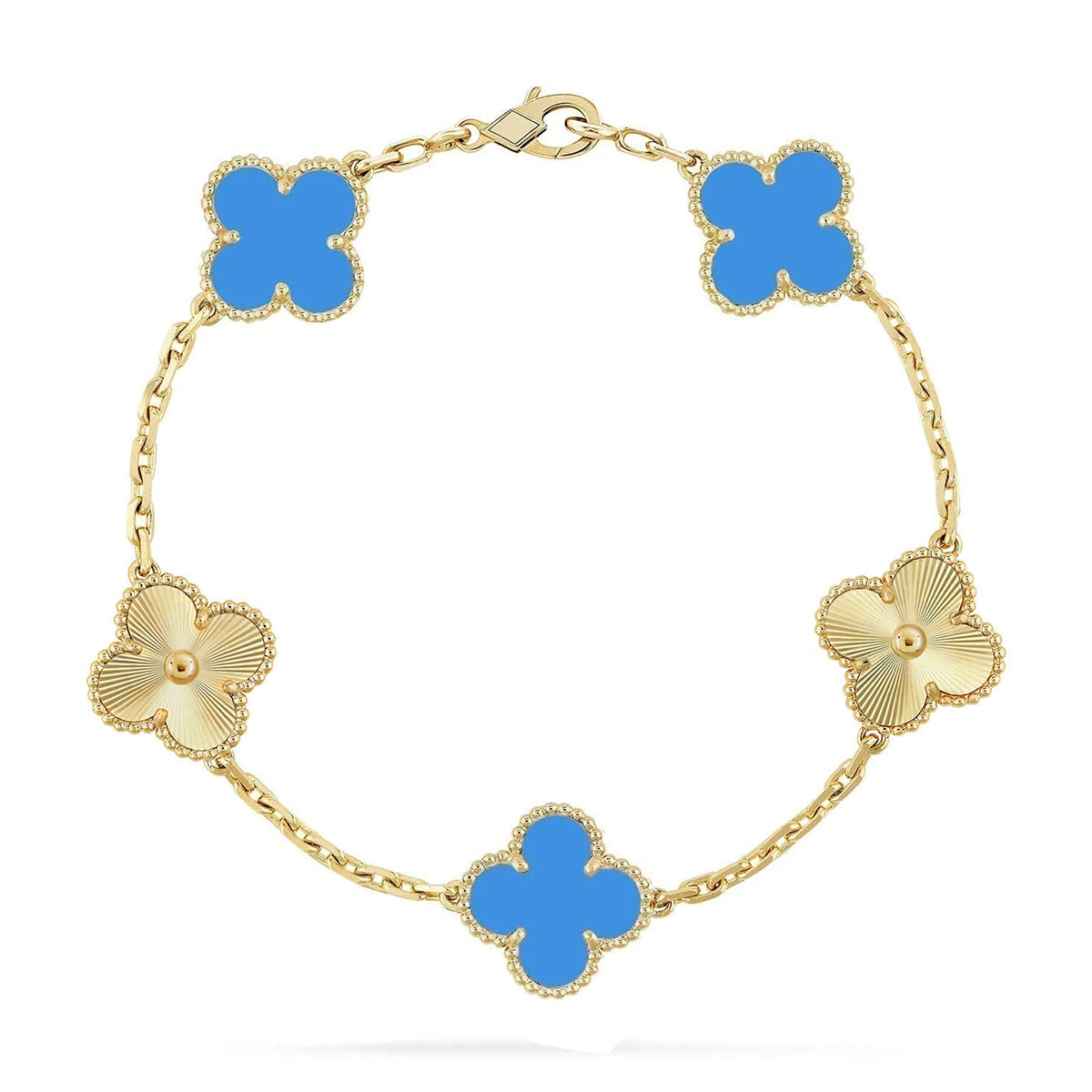 [⭐vintora] CLOVER 5 MOTIF BLUE AGATE BRACELET COLLECTION
