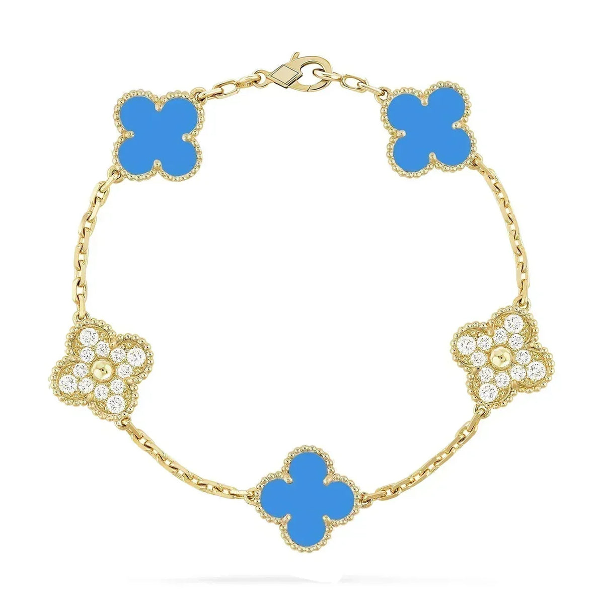 [⭐vintora] CLOVER 5 MOTIF BLUE AGATE BRACELET COLLECTION