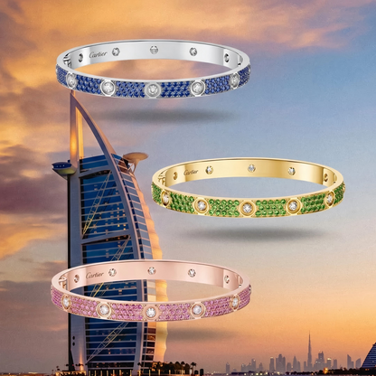 [⭐vintora]2026 PAVE GEMSTONE LOVE BRACELET 6.1MM 10 DIAMONDS