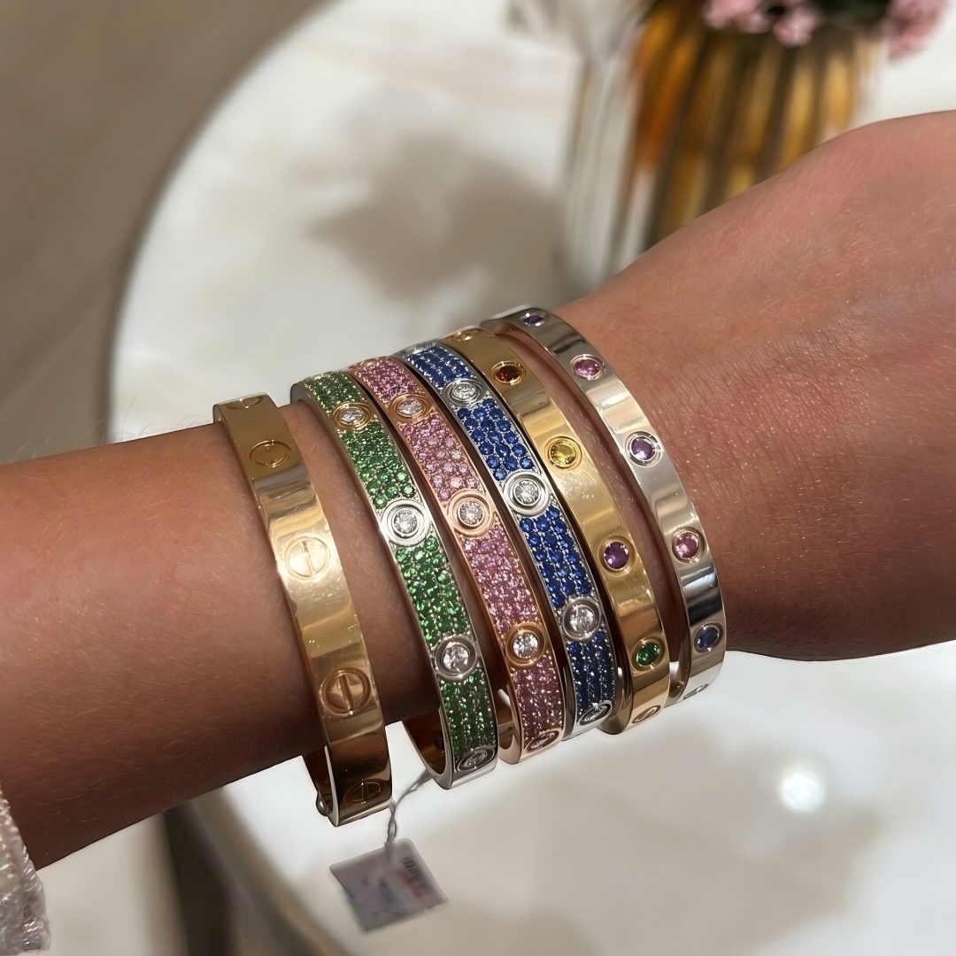 [⭐vintora]2026 PAVE GEMSTONE LOVE BRACELET 6.1MM 10 DIAMONDS
