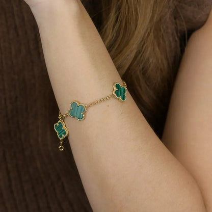 [⭐vintora] CLOVER 5 MOTIF MALACHITE BRACELET COLLECTION