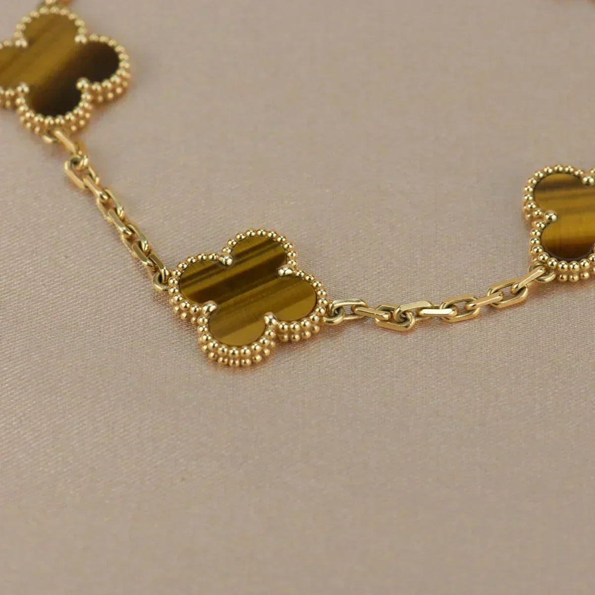 [⭐vintora] CLOVER 5 MOTIFS TIGER EYE BRACELET COLLECTION