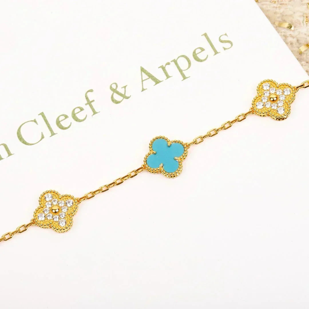[⭐vintora] CLOVER 5 MOTIF TURQUOISE BRACELET COLLECTION