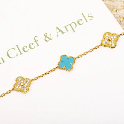 [⭐vintora] CLOVER 5 MOTIF TURQUOISE BRACELET COLLECTION